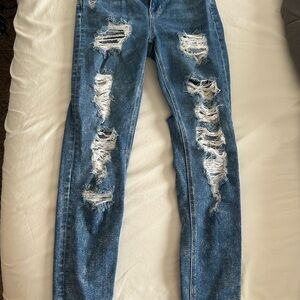 American Eagle Regular Distressed Blue Jeans for Women